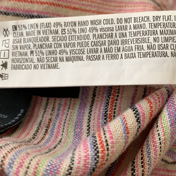 Forever 21 Linen Blend Multi Stripe High Waist Wide Leg Boho Capri - Picture 8 of 8